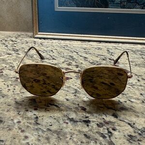 RayBan Polarized Hexagonal Gold Frame Sunglasses with Brown Lenses